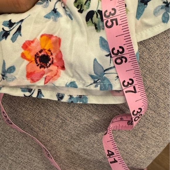 LOFT Floral Tunic Tie Back Bell Sleeve Boho Style Mini Dress Size 14 - Picture 12 of 15